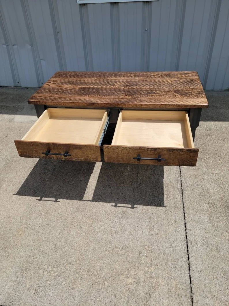 Rough Sawn White Oak Coffee Table – Rustic Maple & Oak Living Room Table - 1st Choice Furniture Direct