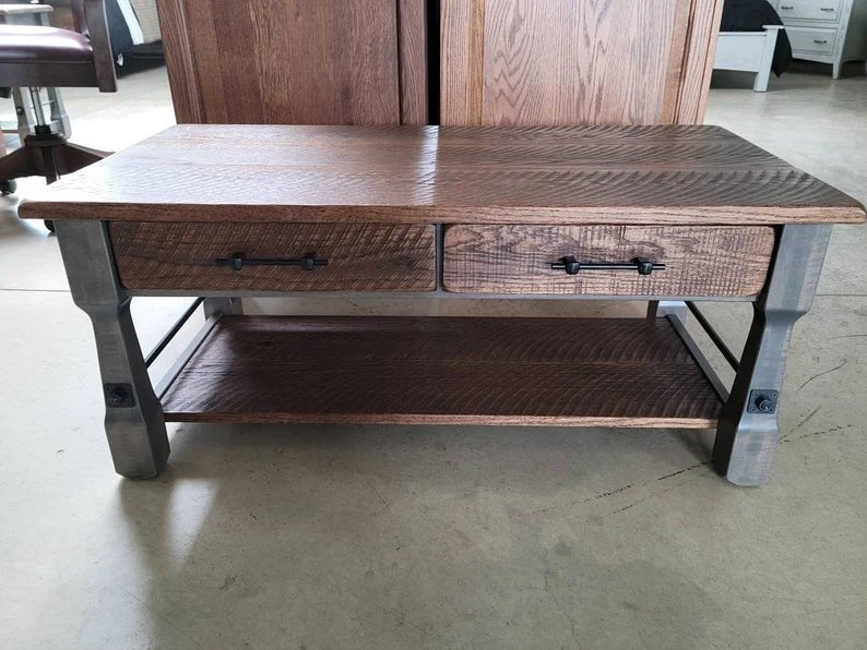 Rough Sawn White Oak Coffee Table – Rustic Maple & Oak Living Room Table - 1st Choice Furniture Direct