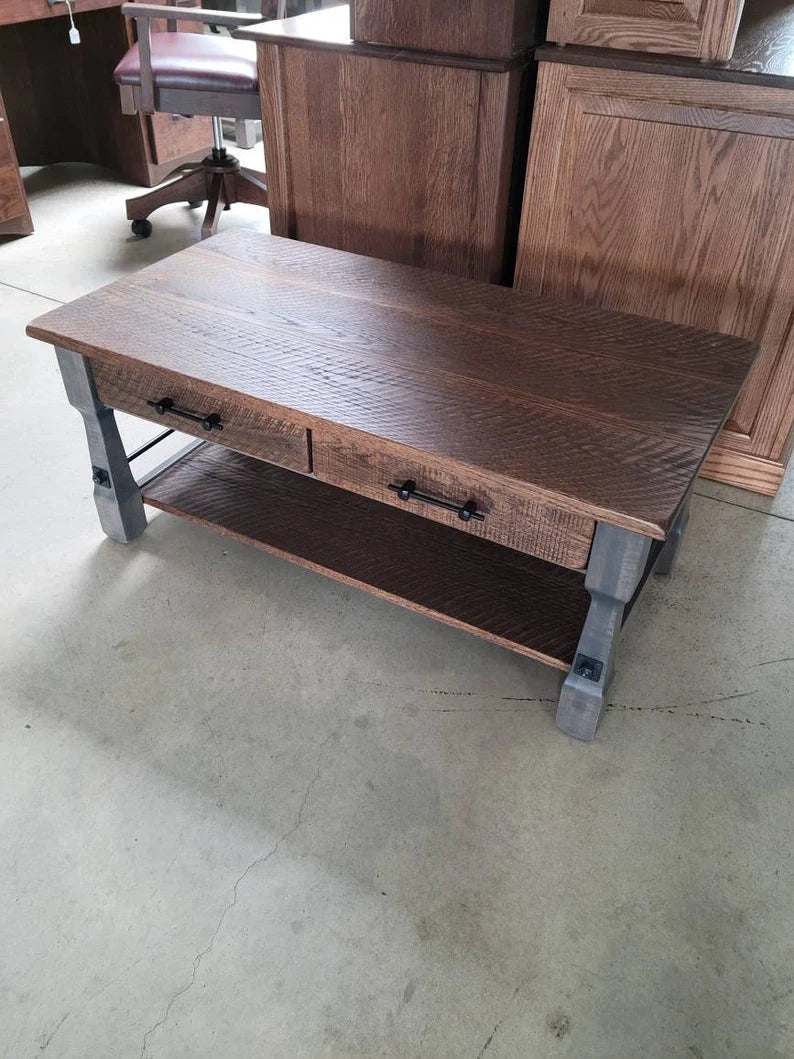 Rough Sawn White Oak Coffee Table – Rustic Maple & Oak Living Room Table - 1st Choice Furniture Direct