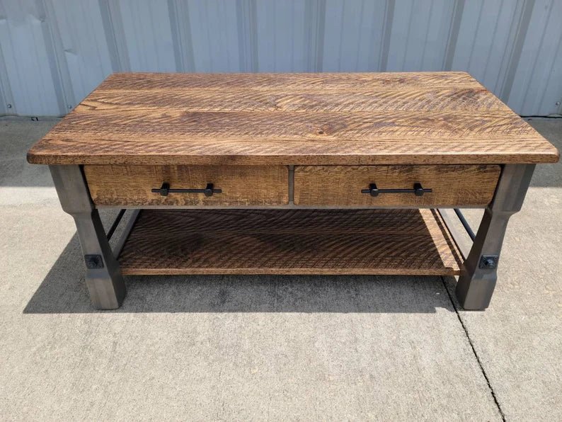 Rough Sawn White Oak Coffee Table – Rustic Maple & Oak Living Room Table - 1st Choice Furniture Direct