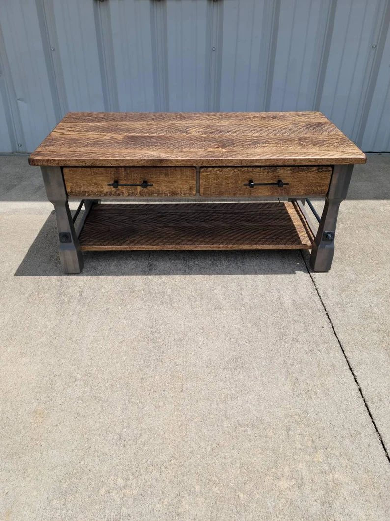 Rough Sawn White Oak Coffee Table – Rustic Maple & Oak Living Room Table - 1st Choice Furniture Direct