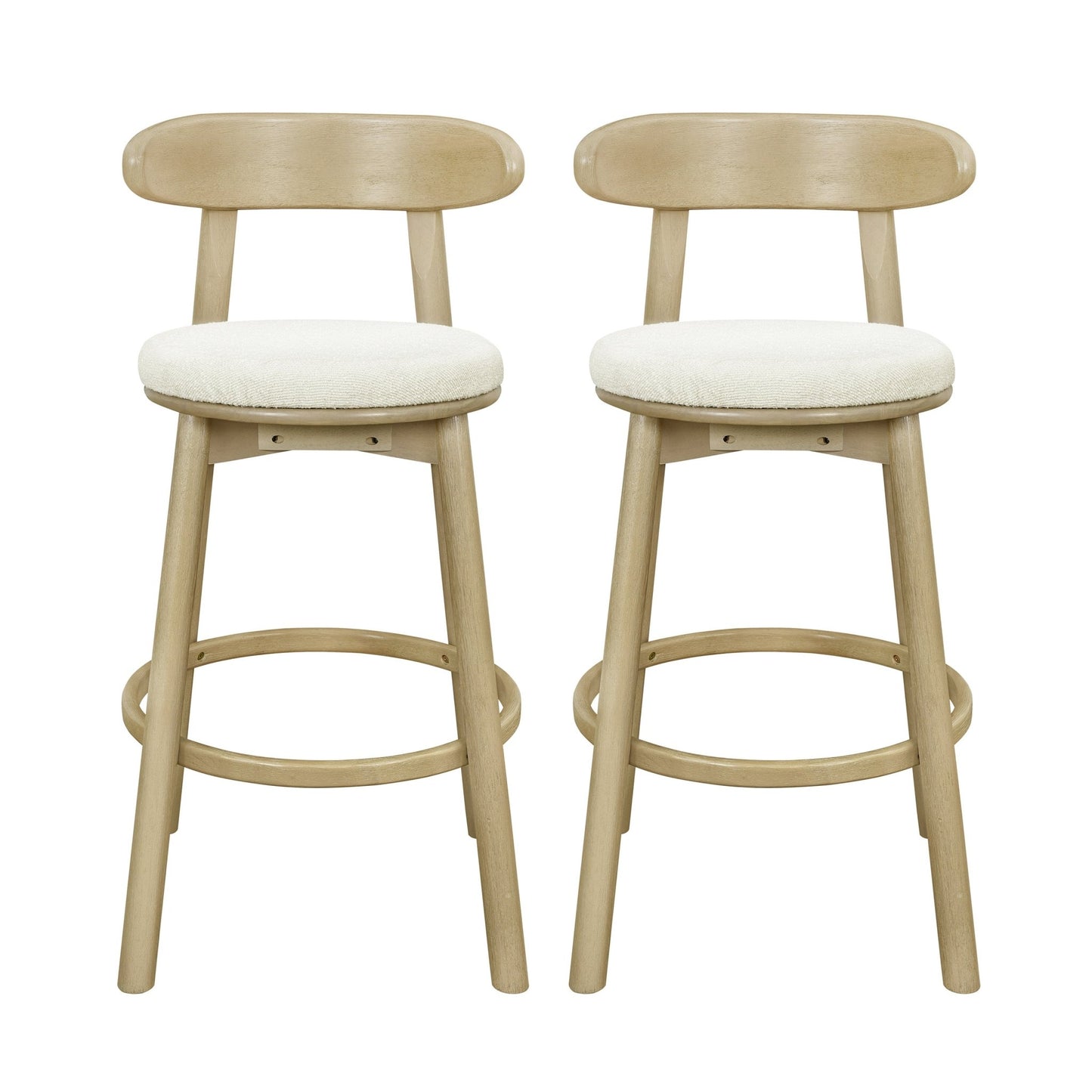 Round Cushion Bar stools (Natural Ash+Beige) - 1st Choice Furniture Direct