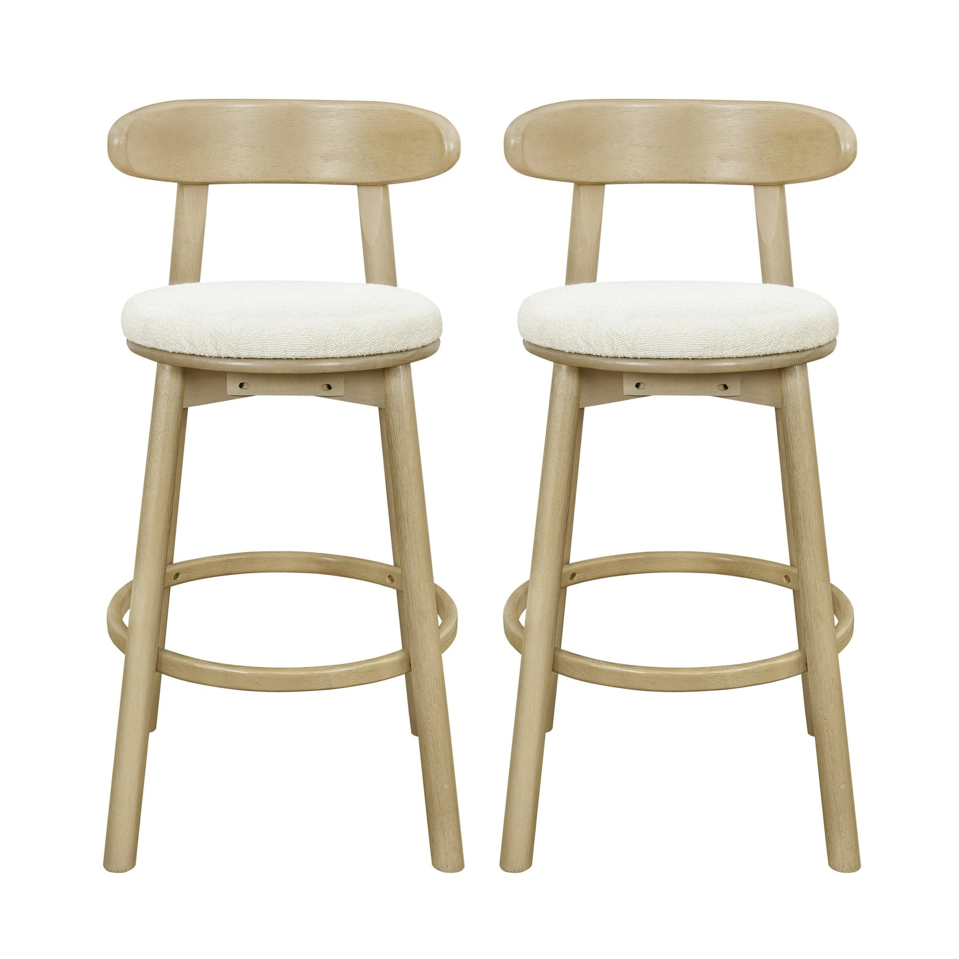 Round Cushion Bar stools (Natural Ash+Beige) - 1st Choice Furniture Direct