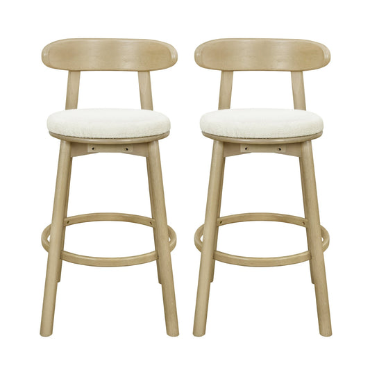 Round Cushion Bar stools (Natural Ash+Beige) - 1st Choice Furniture Direct
