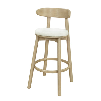 Round Cushion Bar stools (Natural Ash+Beige) - 1st Choice Furniture Direct