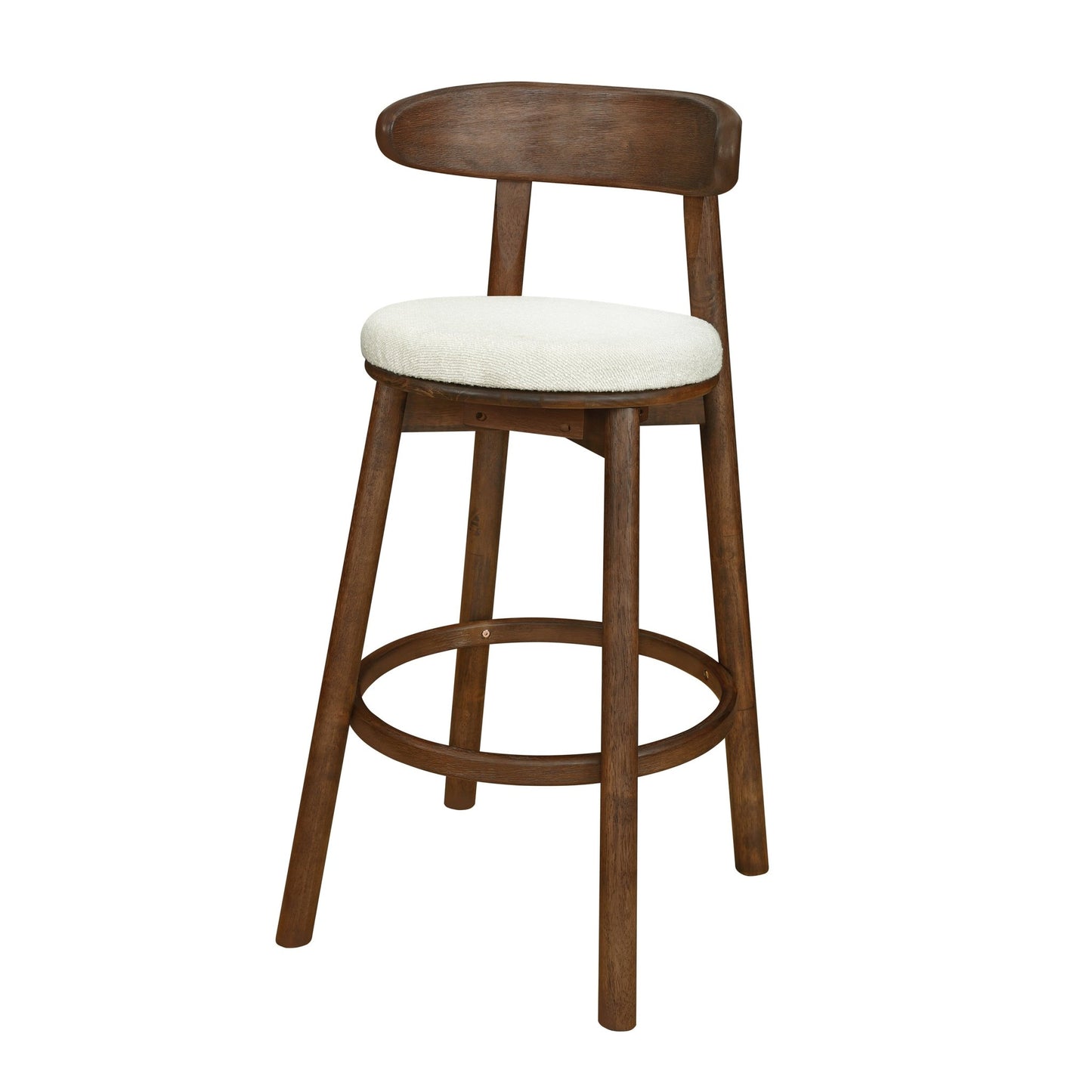 Round Cushion Bar stools (Walnut+Beige) - 1st Choice Furniture Direct