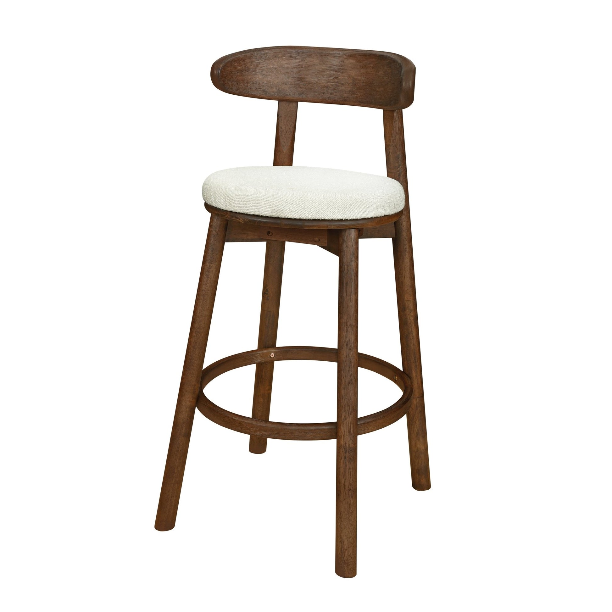 Round Cushion Bar stools (Walnut+Beige) - 1st Choice Furniture Direct