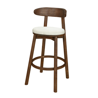 Round Cushion Bar stools (Walnut+Beige) - 1st Choice Furniture Direct