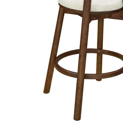 Round Cushion Bar stools (Walnut+Beige) - 1st Choice Furniture Direct