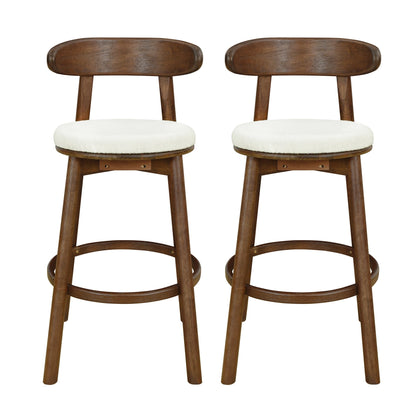Round Cushion Bar stools (Walnut+Beige) - 1st Choice Furniture Direct