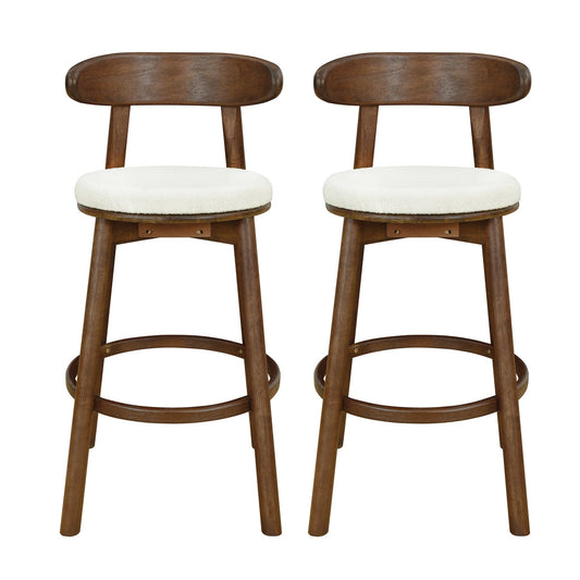 Round Cushion Bar stools (Walnut+Beige) - 1st Choice Furniture Direct
