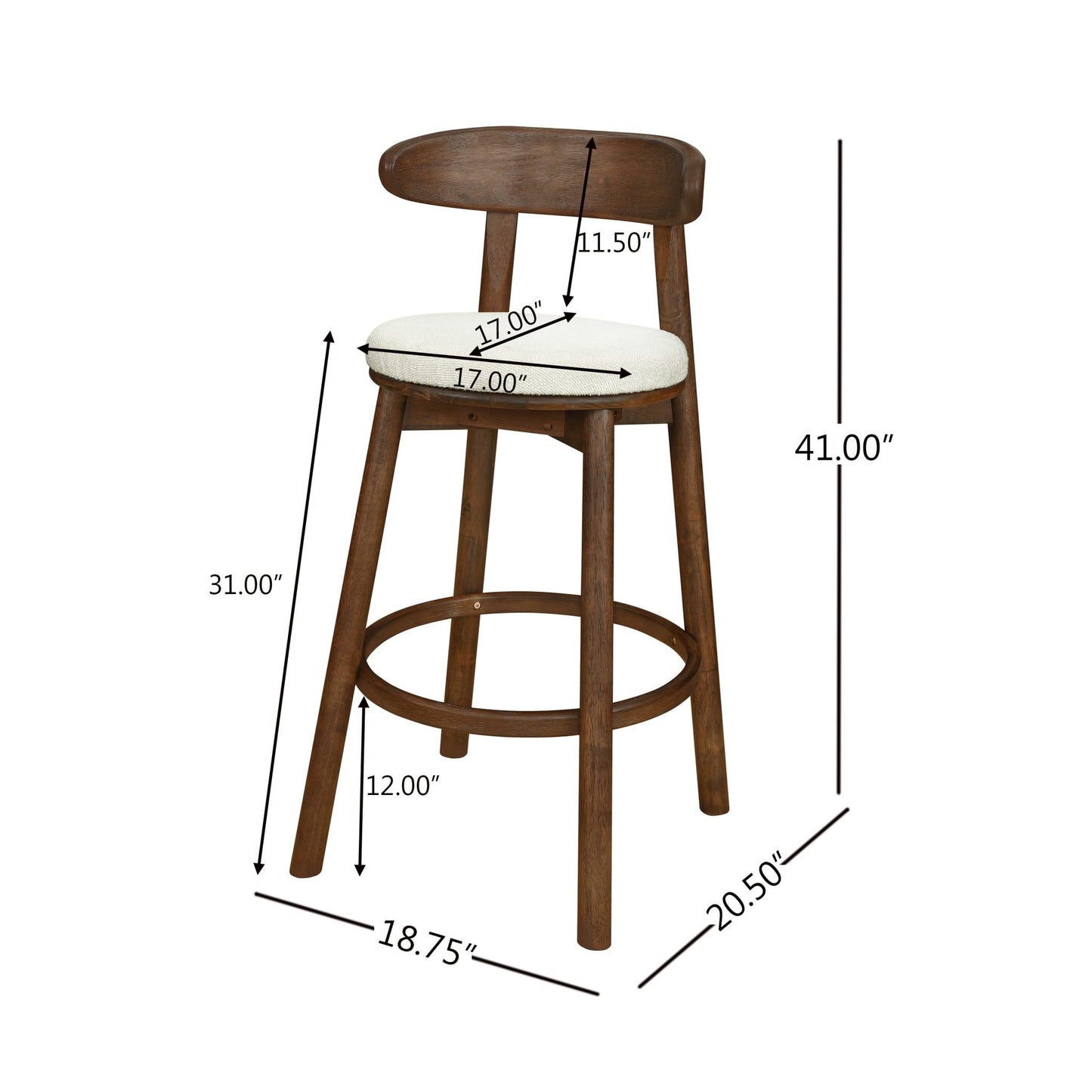 Round Cushion Bar stools (Walnut+Beige) - 1st Choice Furniture Direct