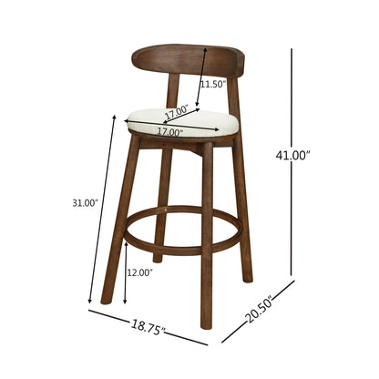 Round Cushion Bar stools (Walnut+Beige) - 1st Choice Furniture Direct