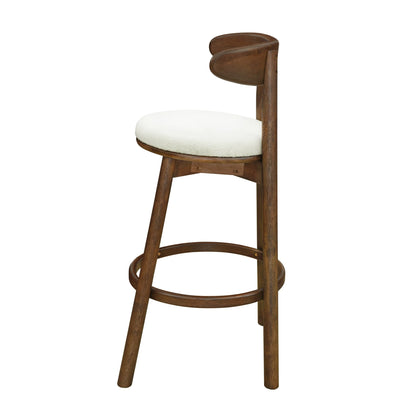 Round Cushion Bar stools (Walnut+Beige) - 1st Choice Furniture Direct