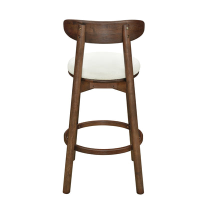 Round Cushion Bar stools (Walnut+Beige) - 1st Choice Furniture Direct