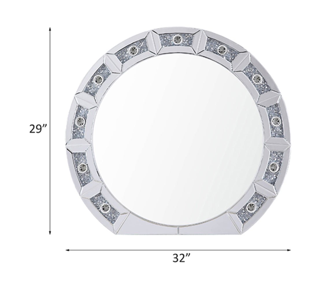 Round Silver LED Wall Mirror with Beveled Frame - 1st Choice Furniture Direct