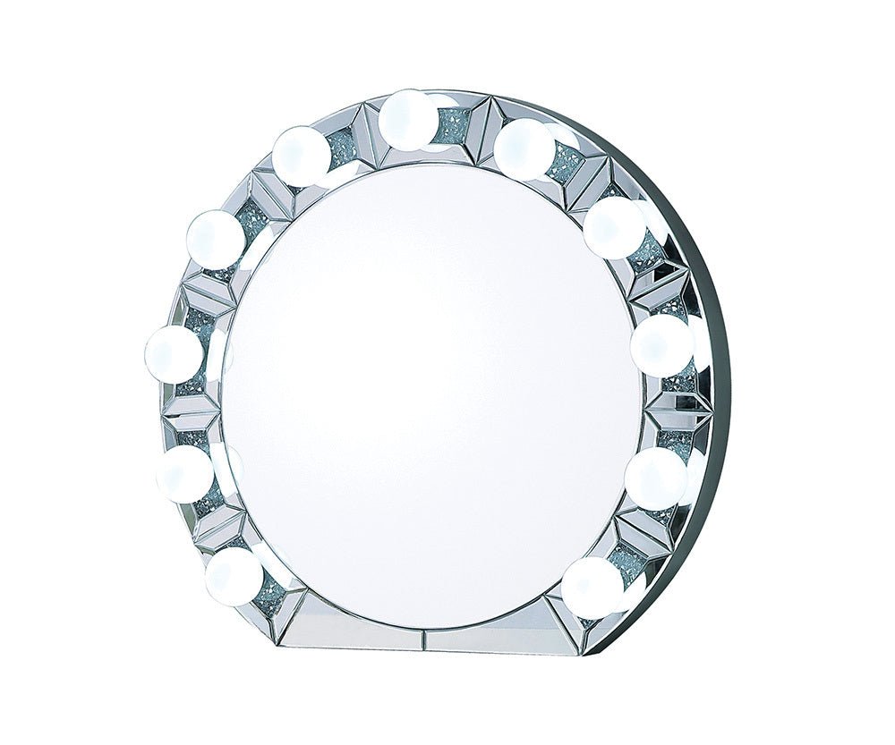 Round Silver LED Wall Mirror with Beveled Frame - 1st Choice Furniture Direct
