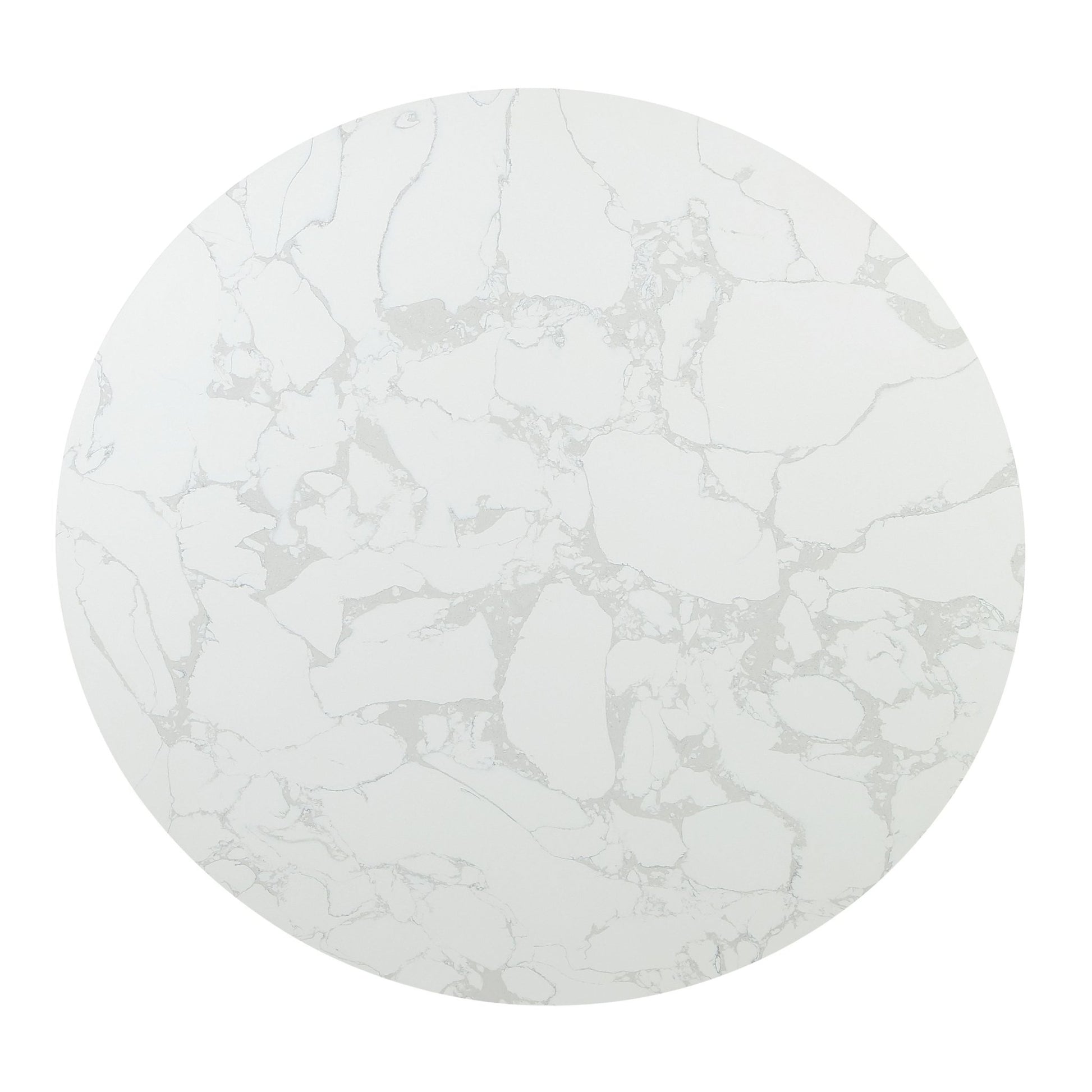 Round White Faux Marble Dining Table with Gold Base - 1st Choice Furniture Direct