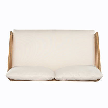 Royal Acacia Wood Loveseat and Coffee Table Set, Beige - 1st Choice Furniture Direct