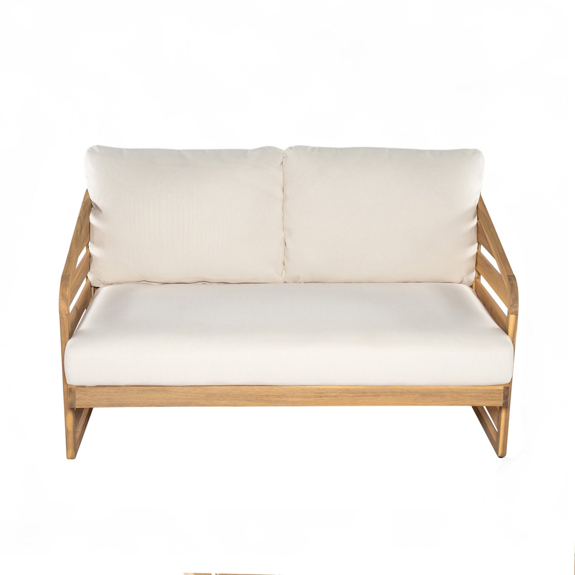 Royal Acacia Wood Loveseat and Coffee Table Set, Beige - 1st Choice Furniture Direct