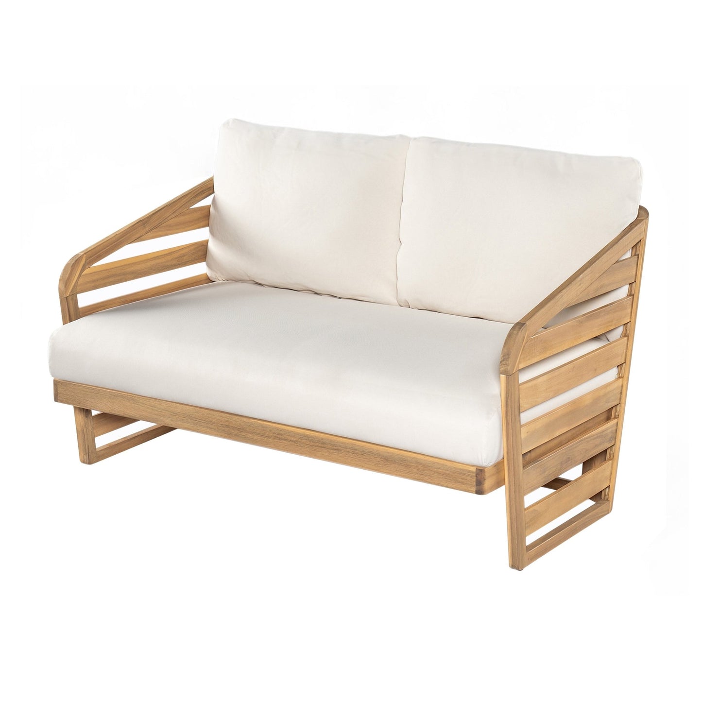Royal Acacia Wood Loveseat and Coffee Table Set, Beige - 1st Choice Furniture Direct