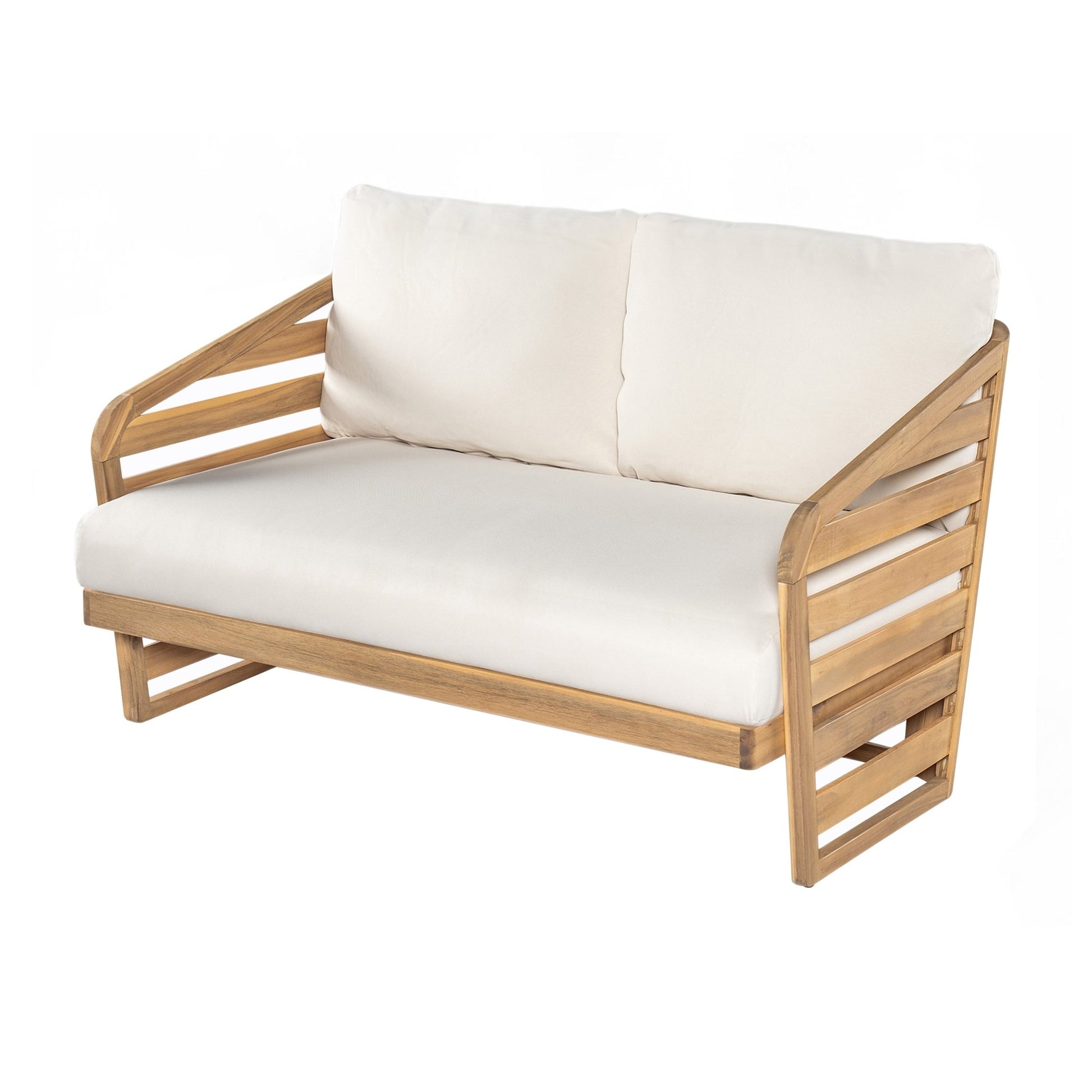 Royal Acacia Wood Loveseat and Coffee Table Set, Beige - 1st Choice Furniture Direct