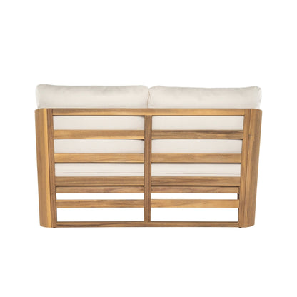 Royal Acacia Wood Loveseat and Coffee Table Set, Beige - 1st Choice Furniture Direct