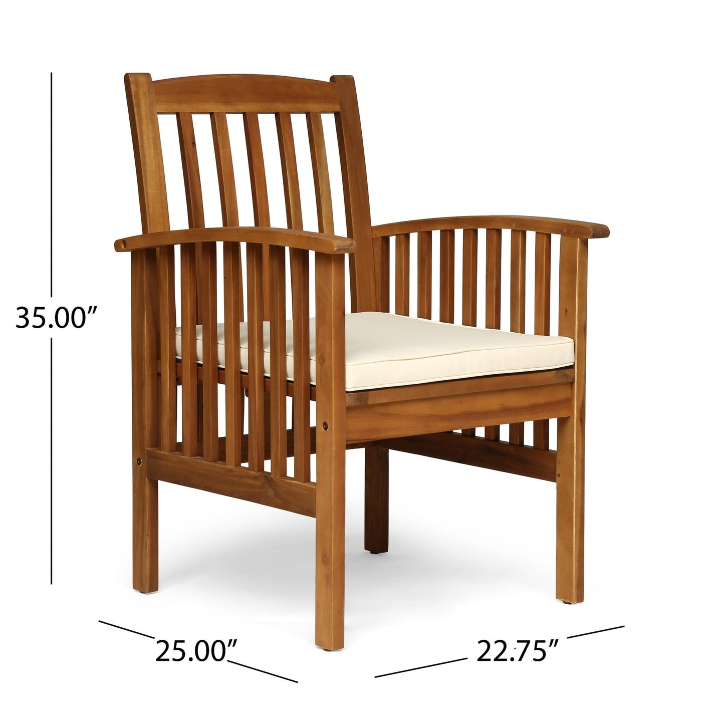 Rustic Acacia Wood Outdoor Dining Chairs Set of 2 with Cushions | Patio Seating - 1st Choice Furniture Direct