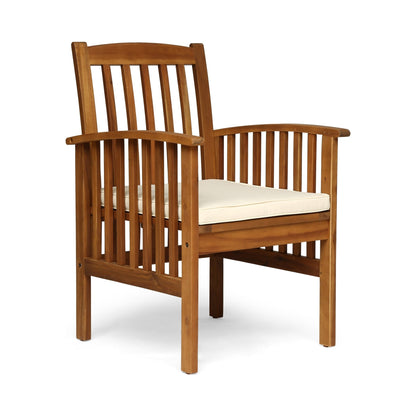 Rustic Acacia Wood Outdoor Dining Chairs Set of 2 with Cushions | Patio Seating - 1st Choice Furniture Direct