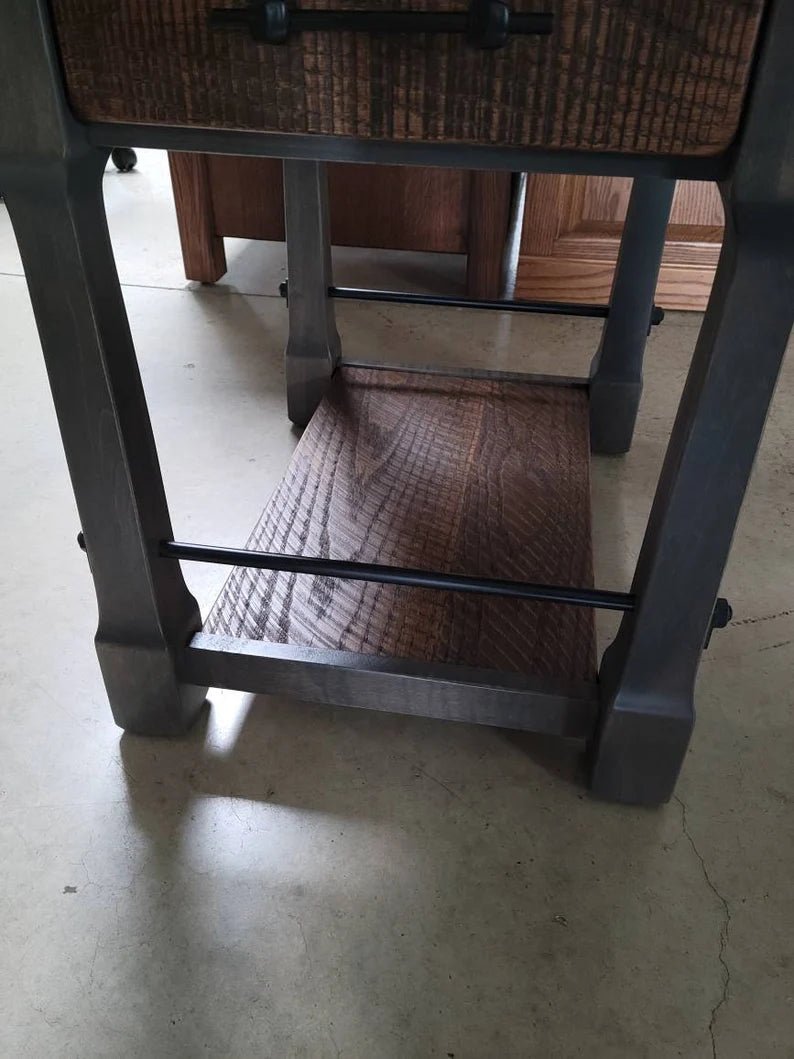 Rustic Barn Wood End Table with Drawer – Oak & Steel Farmhouse Side Table - 1st Choice Furniture Direct