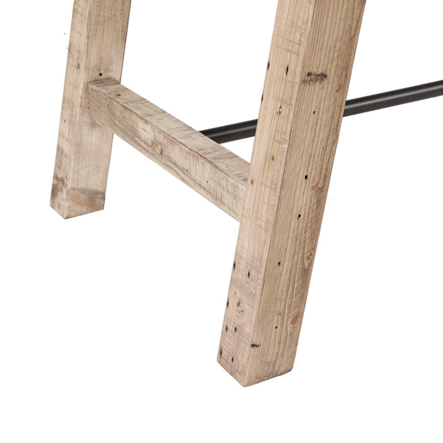 Rustic Dining Table with Metal Support in Natural Pine Wood Finish, 72 x 36 inches - 1st Choice Furniture Direct