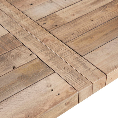 Rustic Dining Table with Metal Support in Natural Pine Wood Finish, 72 x 36 inches - 1st Choice Furniture Direct
