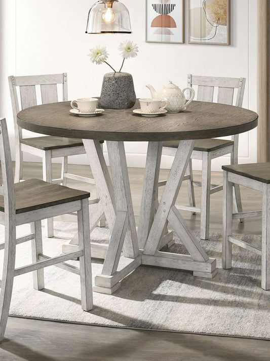 Rustic Farmhouse Counter Height Round Dining Table - 1st Choice Furniture Direct