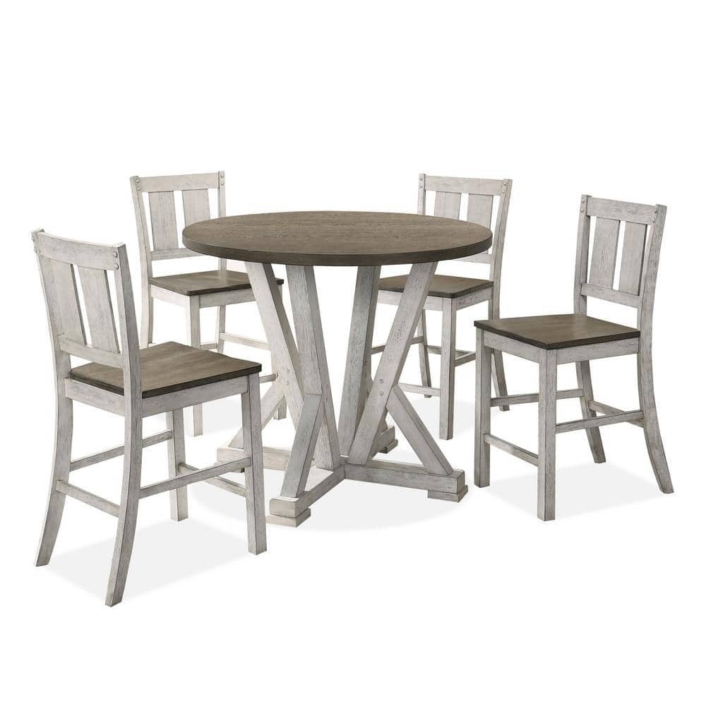 Rustic Farmhouse Counter Height Round Dining Table - 1st Choice Furniture Direct