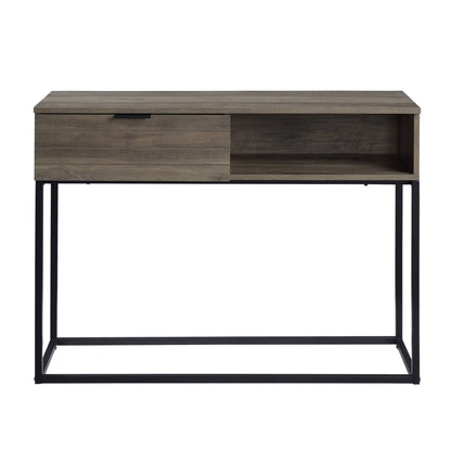 Rustic Oak Industrial Writing Desk with Storage Cabinet - 1st Choice Furniture Direct