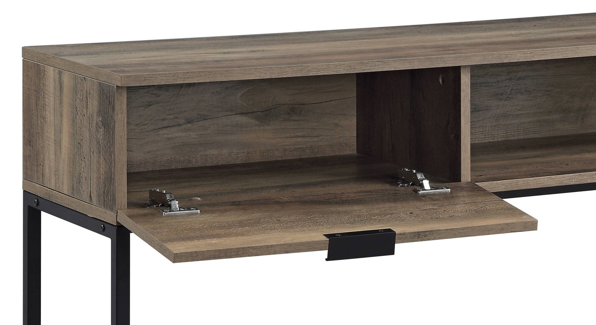 Rustic Oak Industrial Writing Desk with Storage Cabinet - 1st Choice Furniture Direct