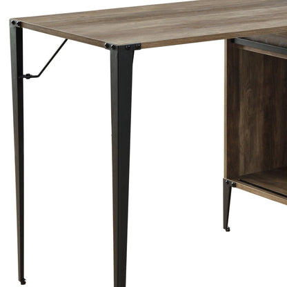 Rustic Oak L-Shaped Writing Desk with Barn Door - 1st Choice Furniture Direct