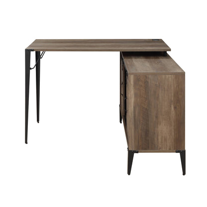 Rustic Oak L-Shaped Writing Desk with Barn Door - 1st Choice Furniture Direct