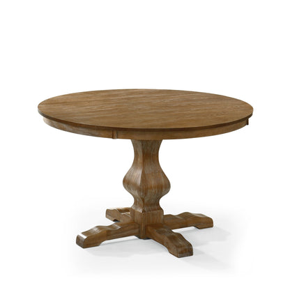 Rustic Round Dining Table with Natural Wood Pedestal Base - 1st Choice Furniture Direct