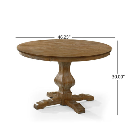 Rustic Round Dining Table with Natural Wood Pedestal Base - 1st Choice Furniture Direct
