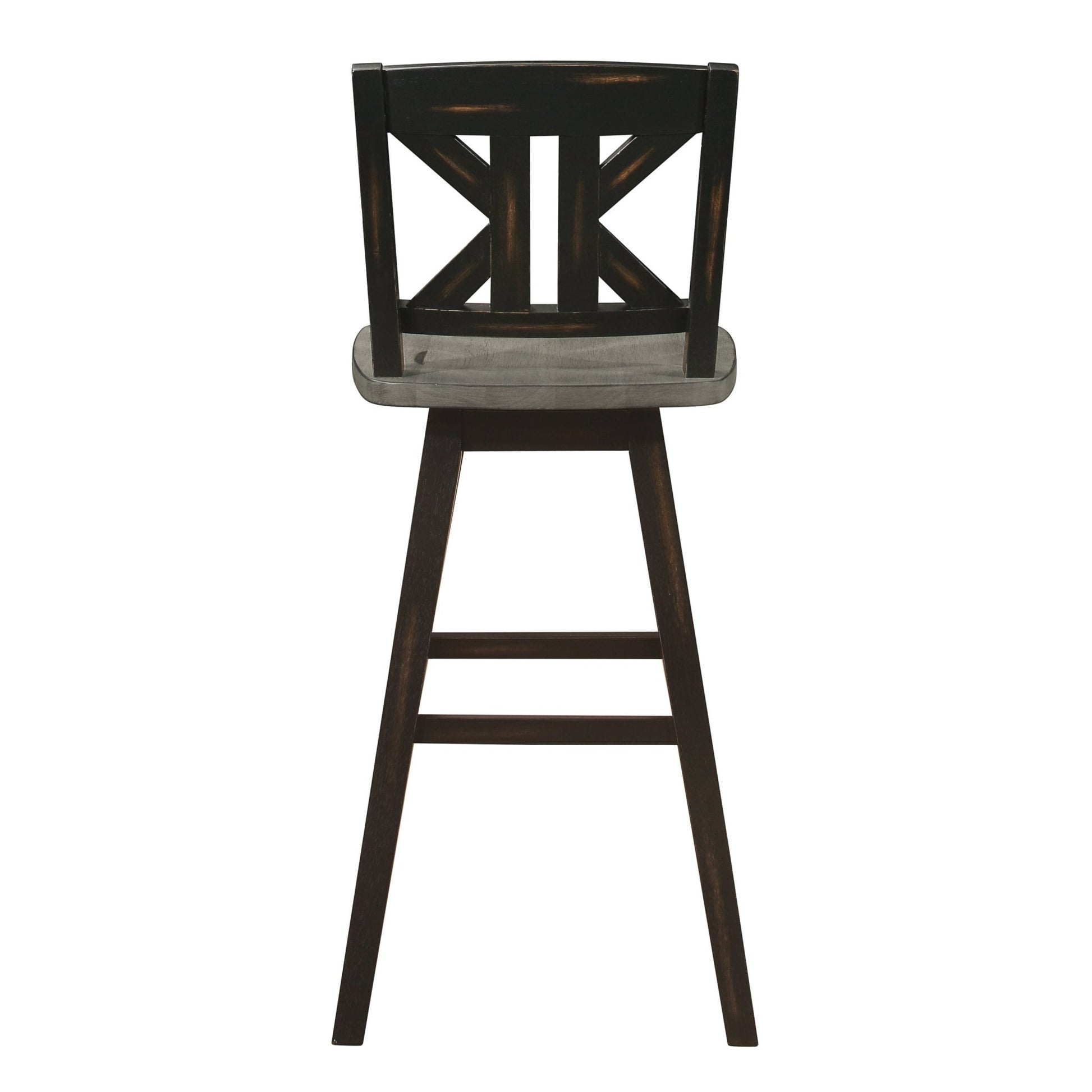 Rustic Swivel Bar Height Chairs Set of 2 | Solid Wood X - Back Bar Stools 29” Seat Height - 1st Choice Furniture Direct