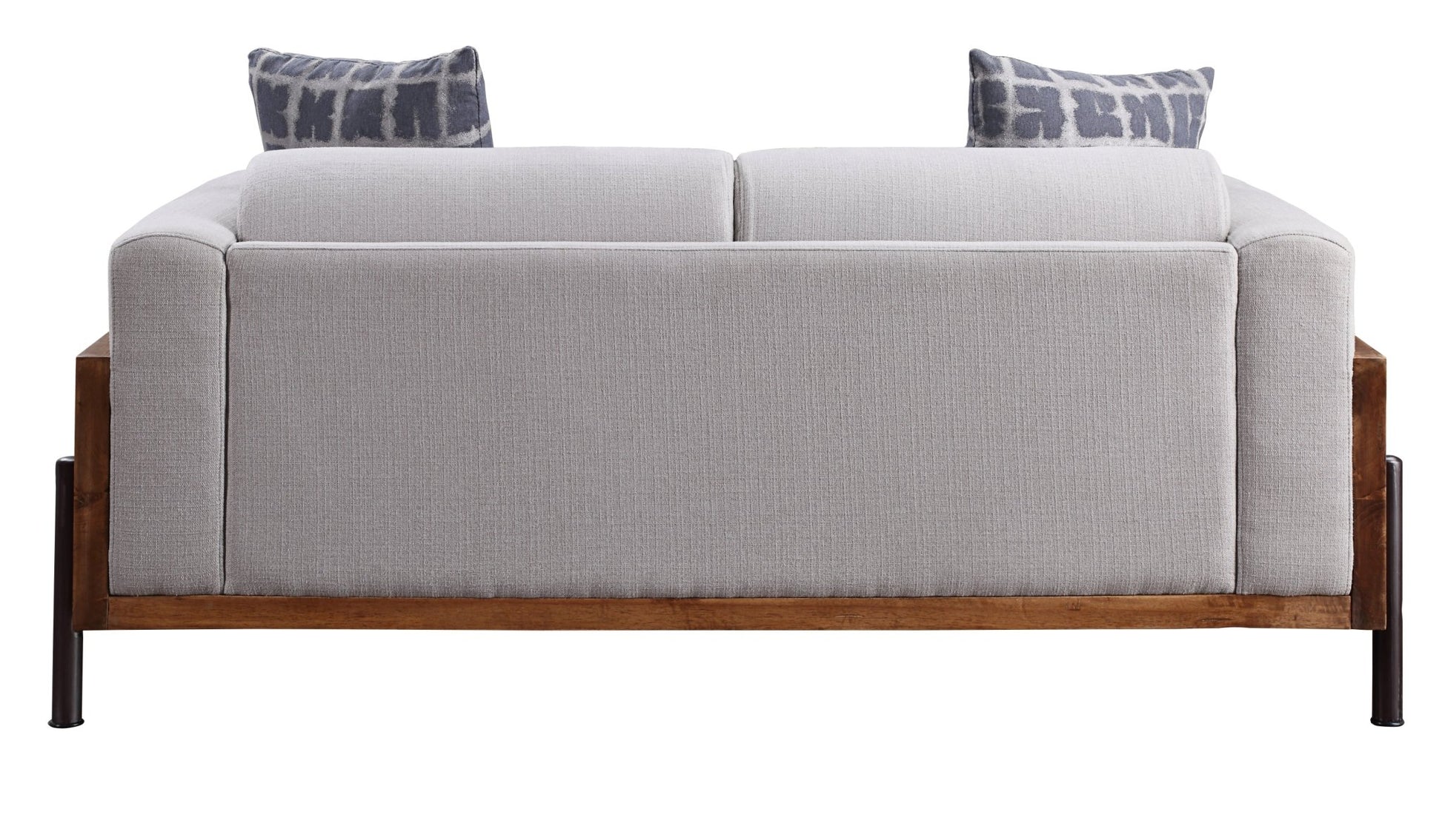 Rustic Walnut Loveseat with Vintage Fabric & Reclaimed Wood Accents - 1st Choice Furniture Direct