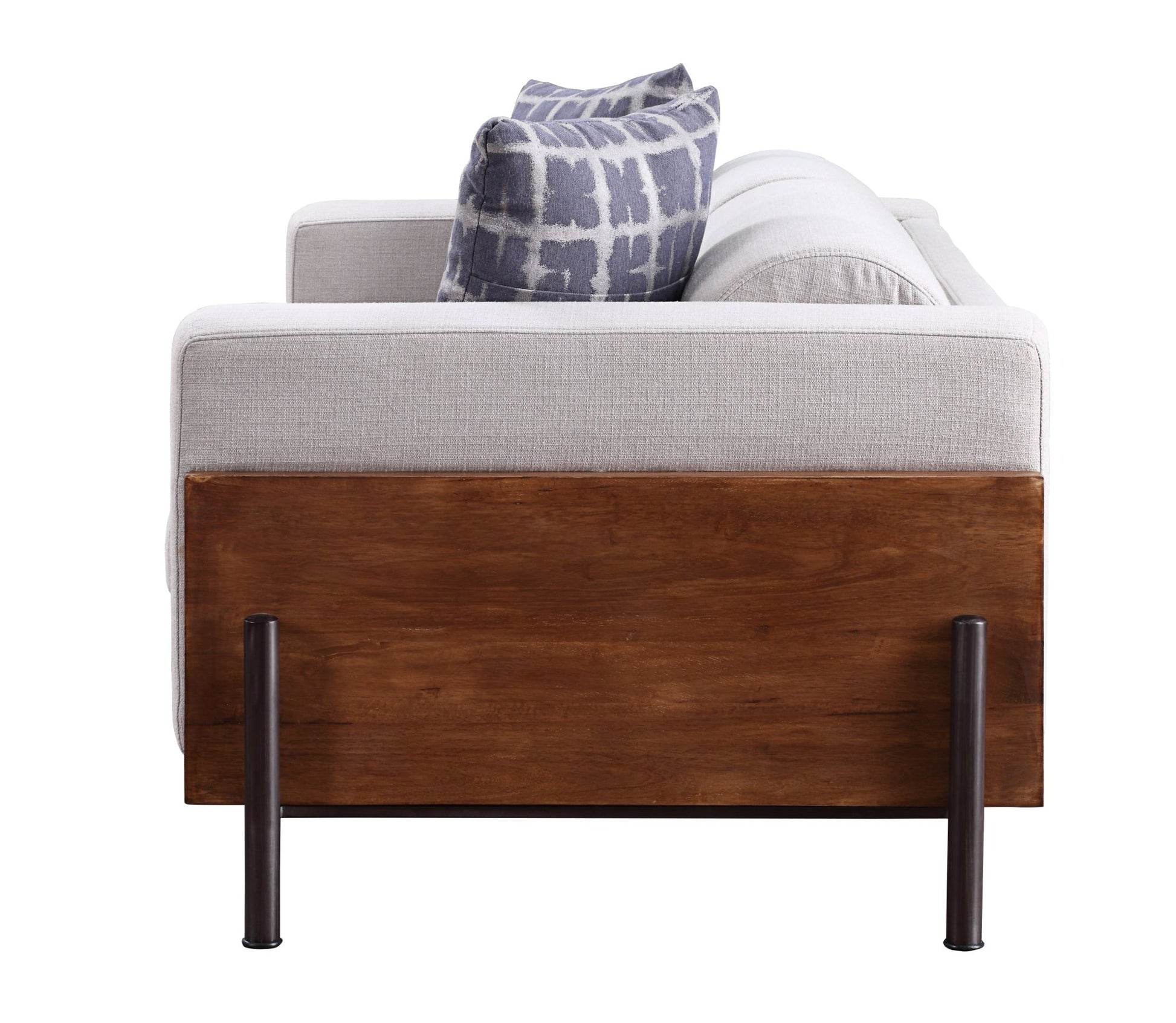 Rustic Walnut Loveseat with Vintage Fabric & Reclaimed Wood Accents - 1st Choice Furniture Direct