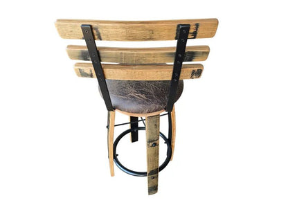 Rustic Whiskey Barrel Stave Bar Stool with Cushioned Seat - 1st Choice Furniture Direct