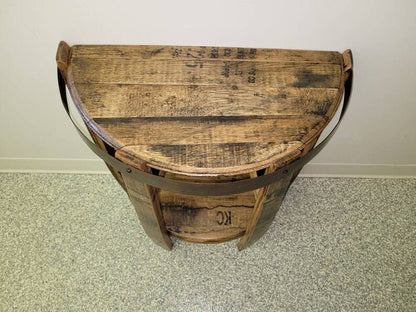 Rustic Whiskey Barrel Stave Side Table | Handmade Reclaimed White Oak Furniture - 1st Choice Furniture Direct