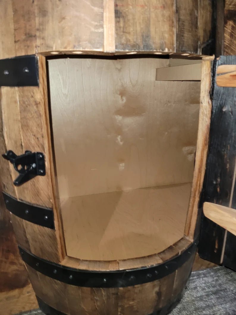Rustic Whiskey Barrel Vanity with Concrete Sink & Bear Backsplash - 1st Choice Furniture Direct