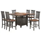 Sunset Trading Dakota 5 Piece Counter Height Extendable 42-54" Pub Dining Room Kitchen Bistro Table Set with Built in Storage Cabinet