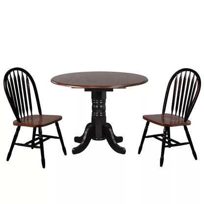 Sunset Trading 3PC 42" Round Extendable Solid Wood Dining Set