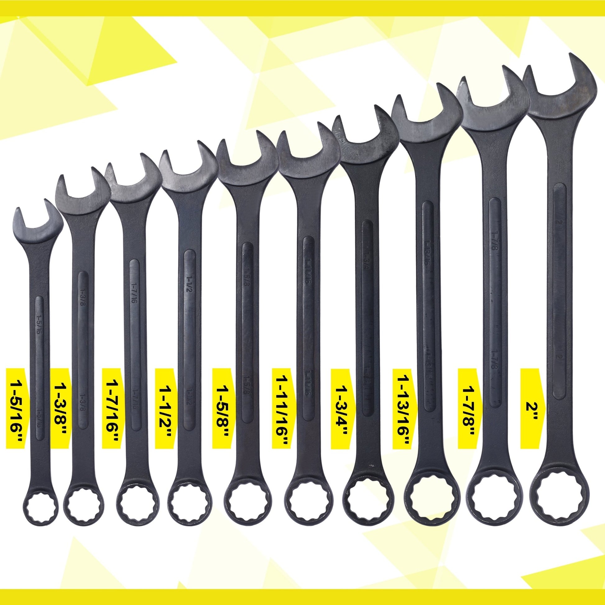 SAE Jumbo Combination Wrench Set Extra Large,10 PC SAE Black - Oxide Jumbo Combo Wrench Set 1 - 5/16' - 2' with pouch - 1st Choice Furniture Direct