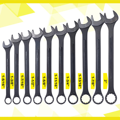 SAE Jumbo Combination Wrench Set Extra Large,10 PC SAE Black - Oxide Jumbo Combo Wrench Set 1 - 5/16' - 2' with pouch - 1st Choice Furniture Direct